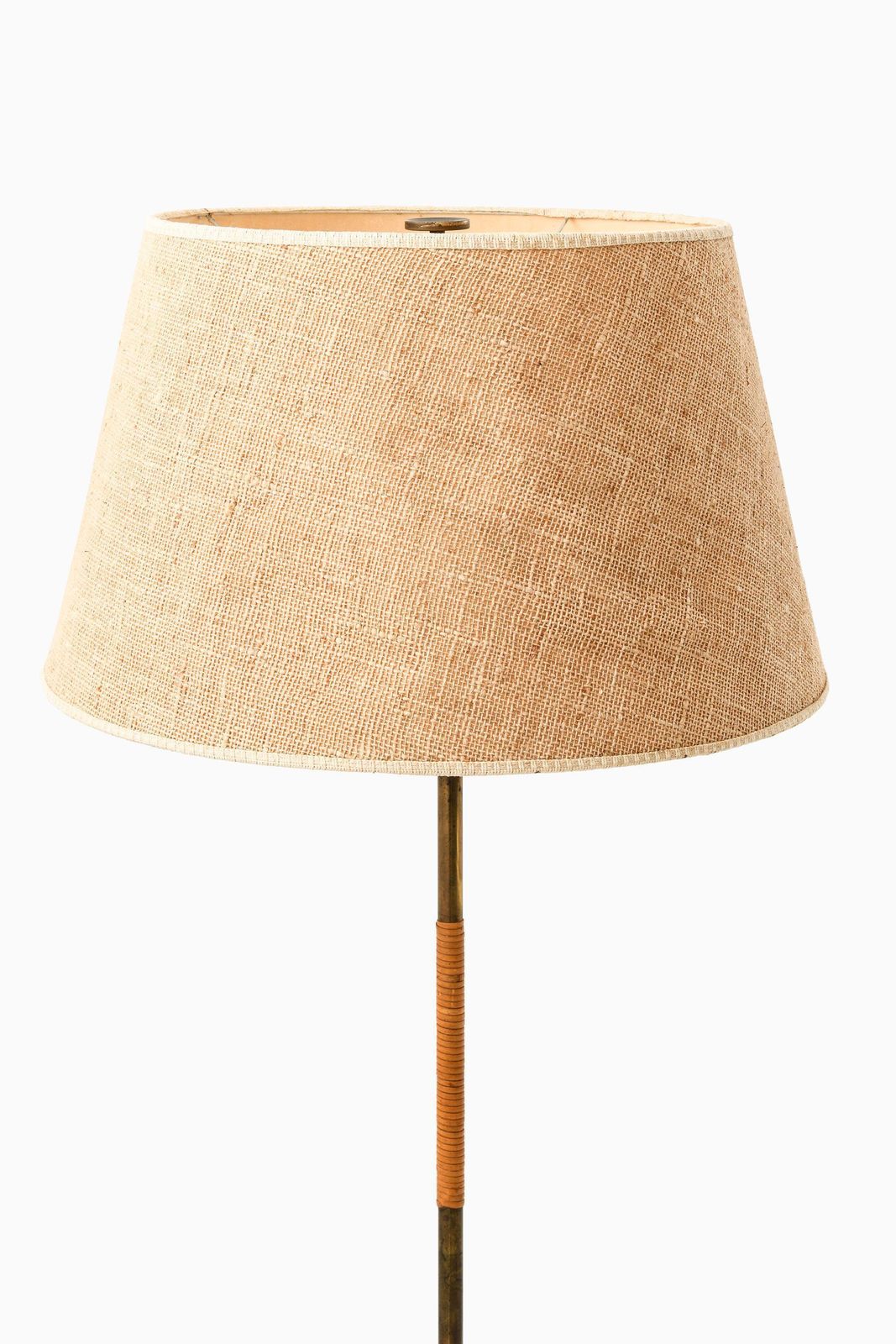 Floor Lamp In Brass, Cane And Original Shade By Paavo Tynell, 1950's photo furniture