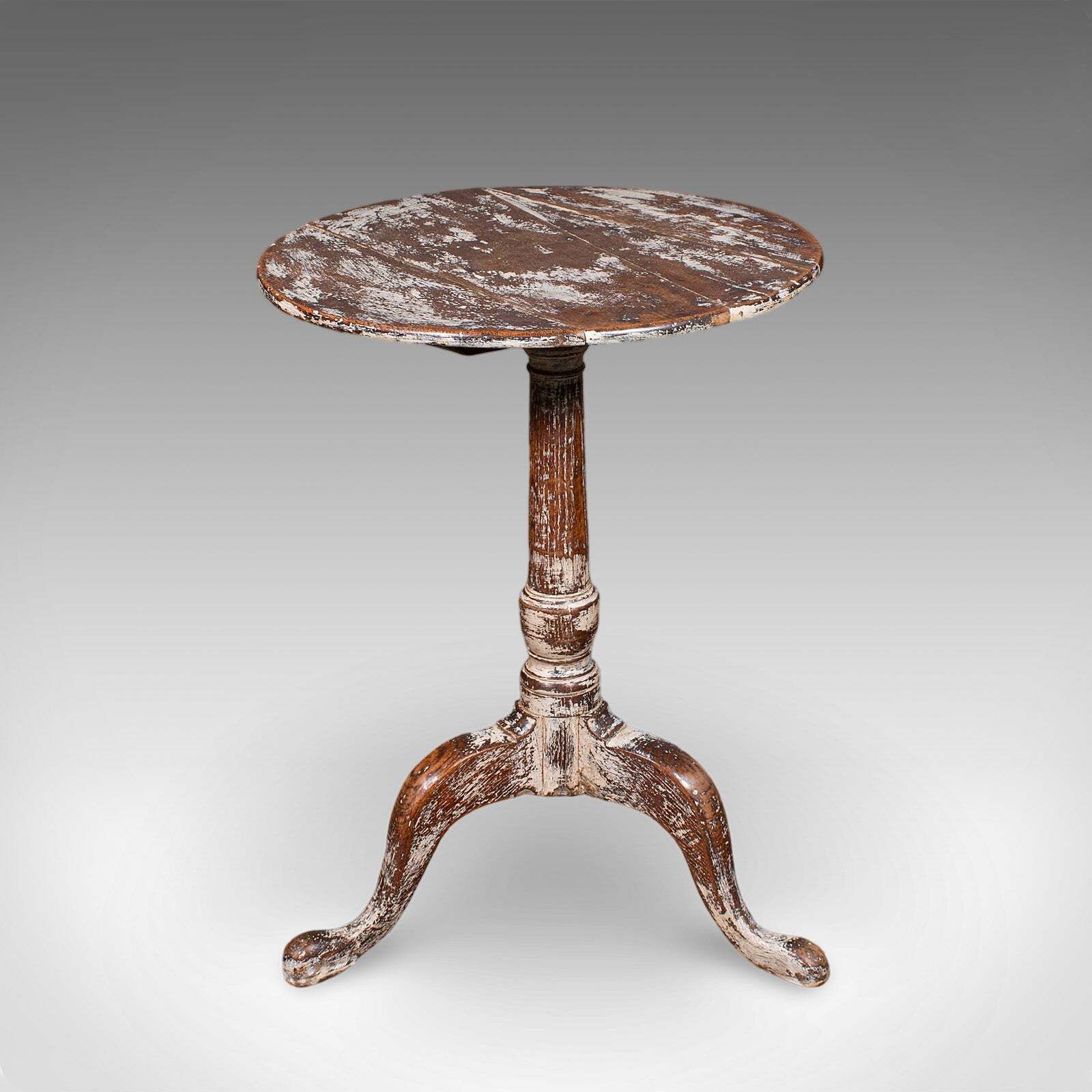 Antique Pedestal Table, Painted Oak, Side, Lamp, Planter Stand, Georgian, C.1750 photo furniture