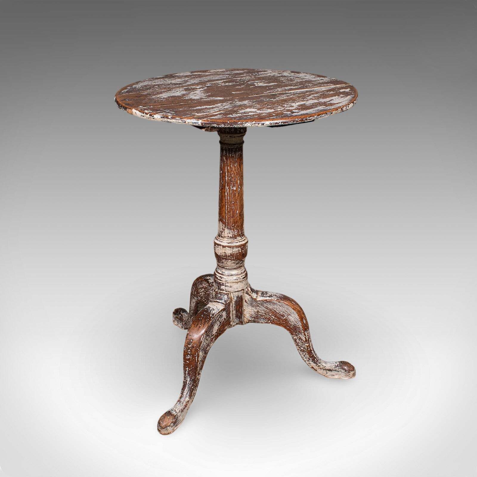 Antique Pedestal Table, Painted Oak, Side, Lamp, Planter Stand, Georgian, C.1750 photo 1321.0