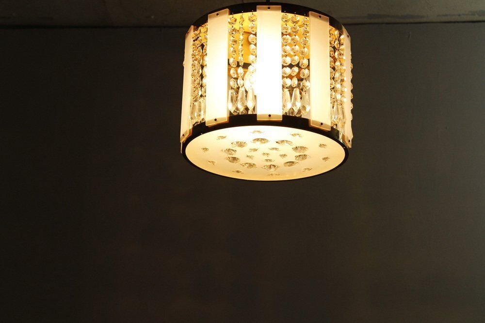 Crystal Glass And Brass Pendant By Jablonecké Sklárny, 1970s photo vinterior