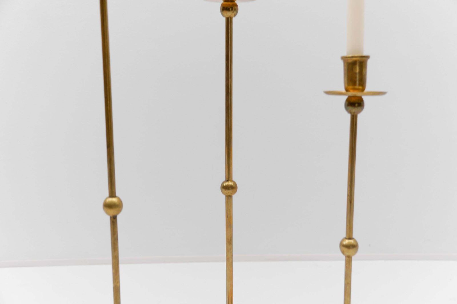 photo for sale Set Of 3 Elegant Mid Century Modern Brass Candle Holder, 1960s