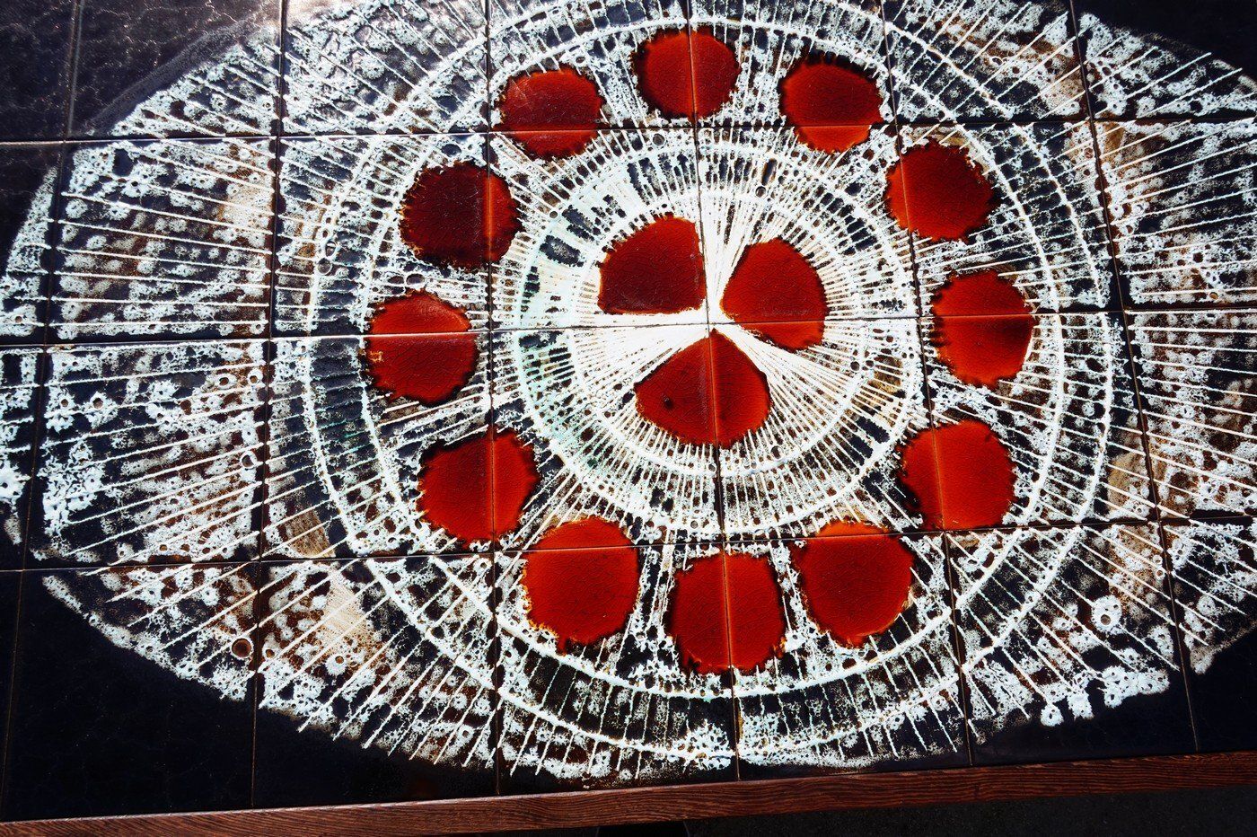 Mid Century Modern Ceramic And Wengé Coffee Table Attributed To Belarti, Belgium, 1970s photo buy