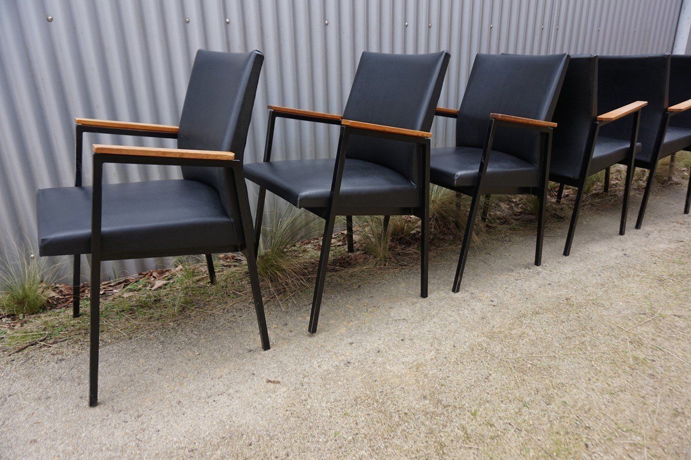 Mid Century Modern Industrial Dutch Armchairs, 1960s, Set Of 6 photo for sale