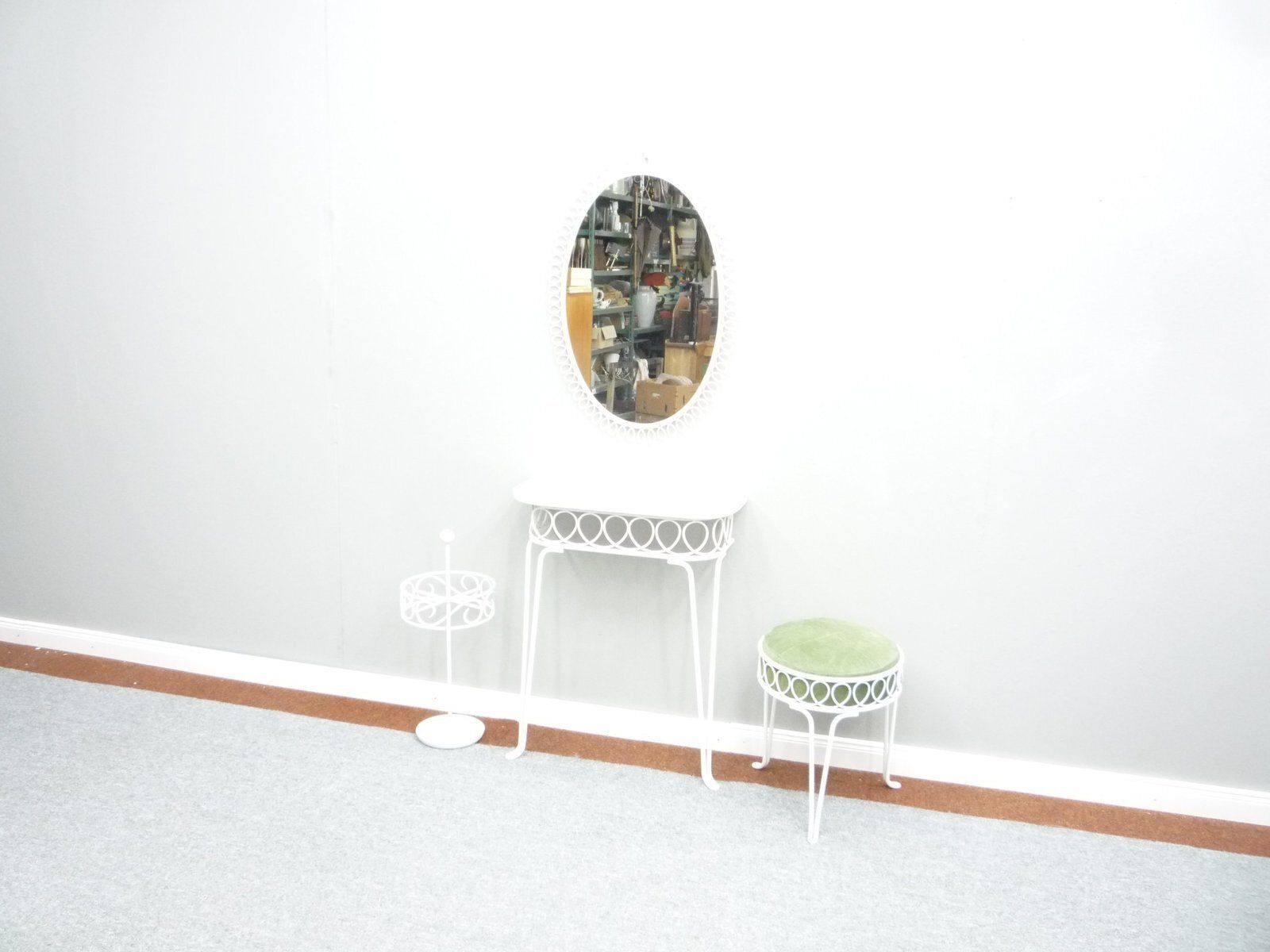 Hairdressing Console With Mirror, Stool & Umbrella Stand, 1950s, Set Of 4 photo for sale
