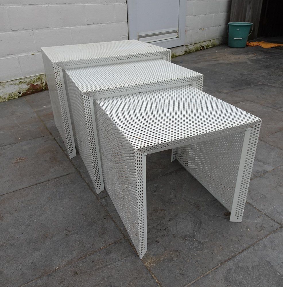 Metal Nesting Tables In The Style Of Mathieu Mategot, 1960s, Set Of 3 photo for sale