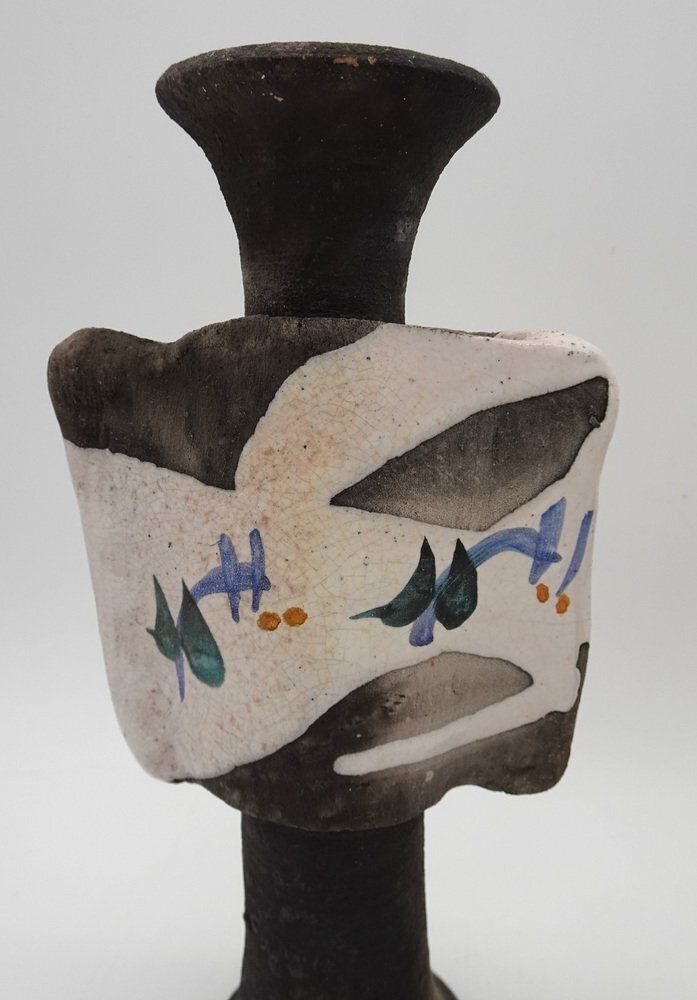 391.0 Mid Century Brutalist Ceramic Vases Or Candleholders, 1980s, Set Of 2 photo