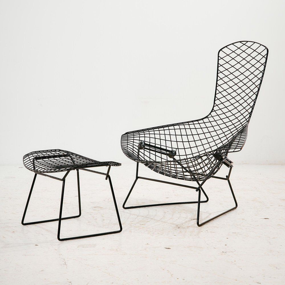 Set Of Bird Chair And Ottoman By Harry Bertoia For Knoll