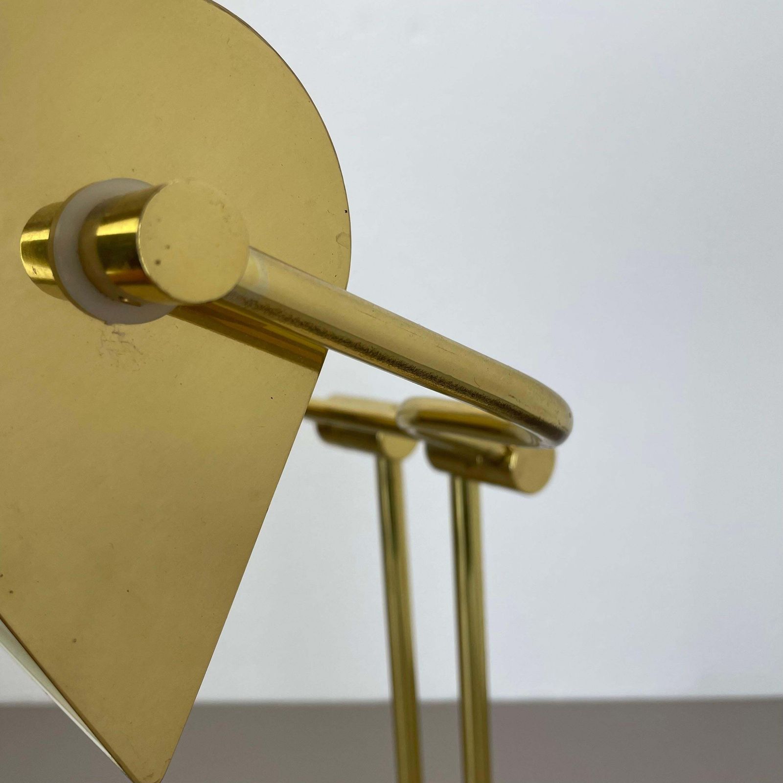 Lighting Modernist Travertine And Brass Table Light By Hillebrand Leuchten, Germany, 1980 photo
