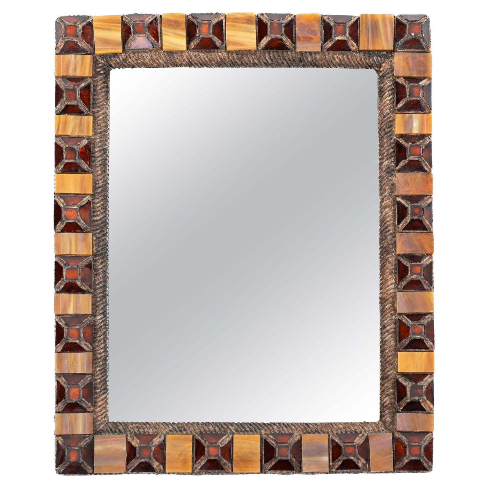 French Mid Centruy Resin Glass Mosaic Mirror In The Style Of Line Vautrin 1960s