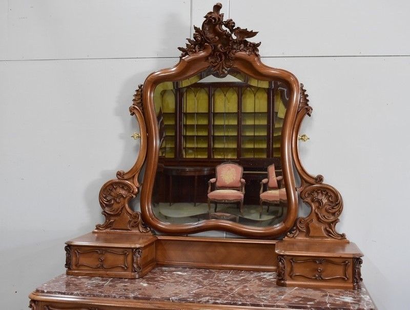 Dresser Louis XV "Rocaille" Dresser Walnut Early 20th Century "Guinand Leglas" In Nantes photo furniture