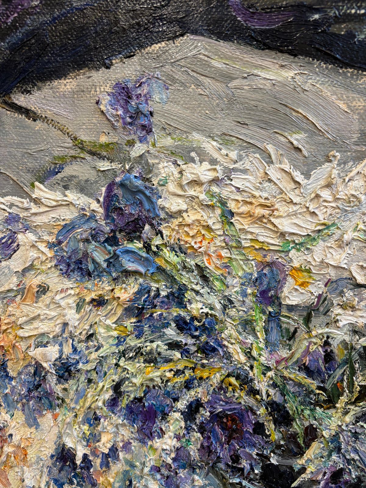 Georgij Moroz" Primi Fiori" Olio Su Tela Cm. 68 X 60  1990 photo Art