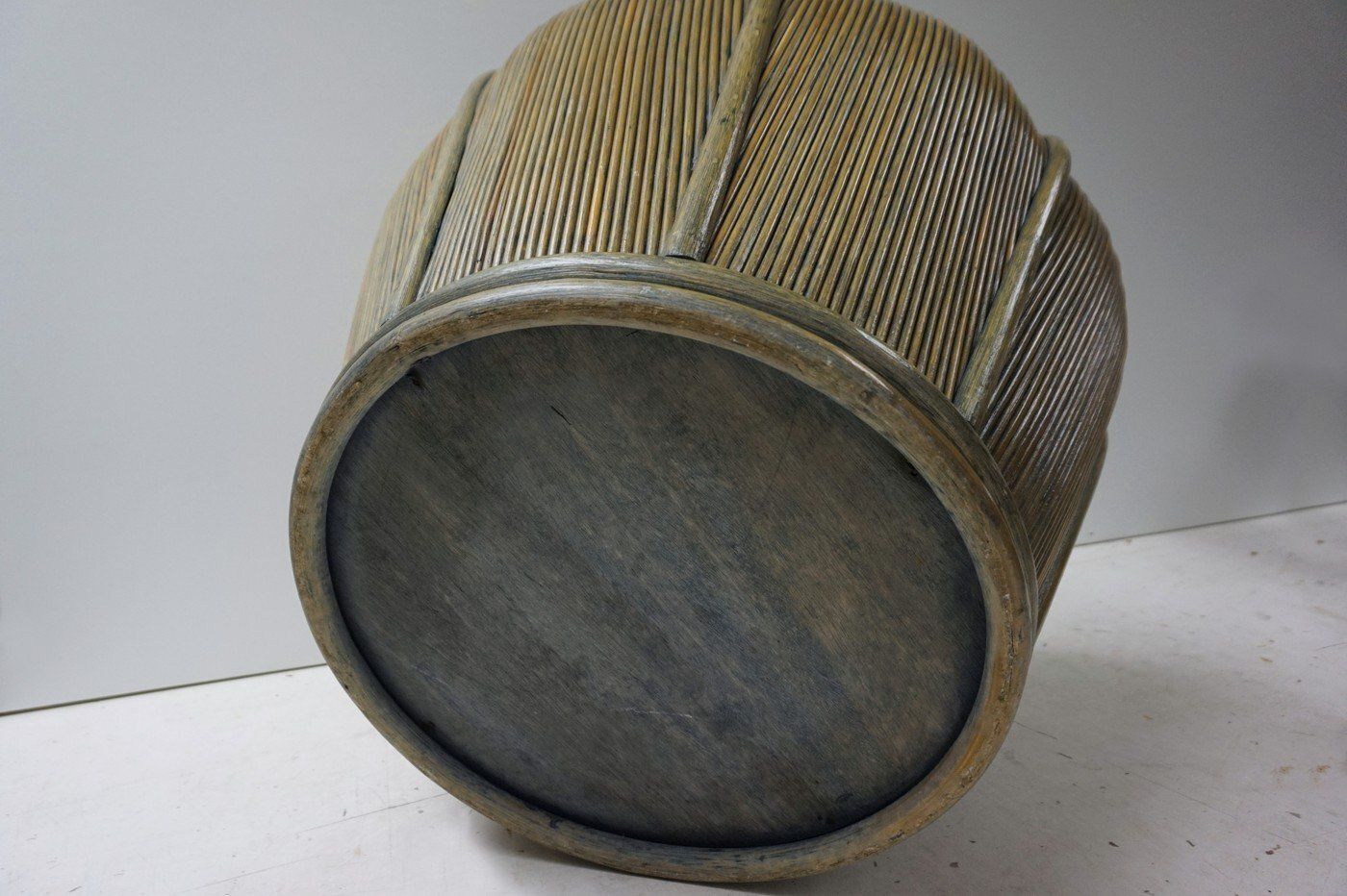 photo for sale Large Mid Century Modern Rattan Bamboo Cachepot Plant Holder 1970s