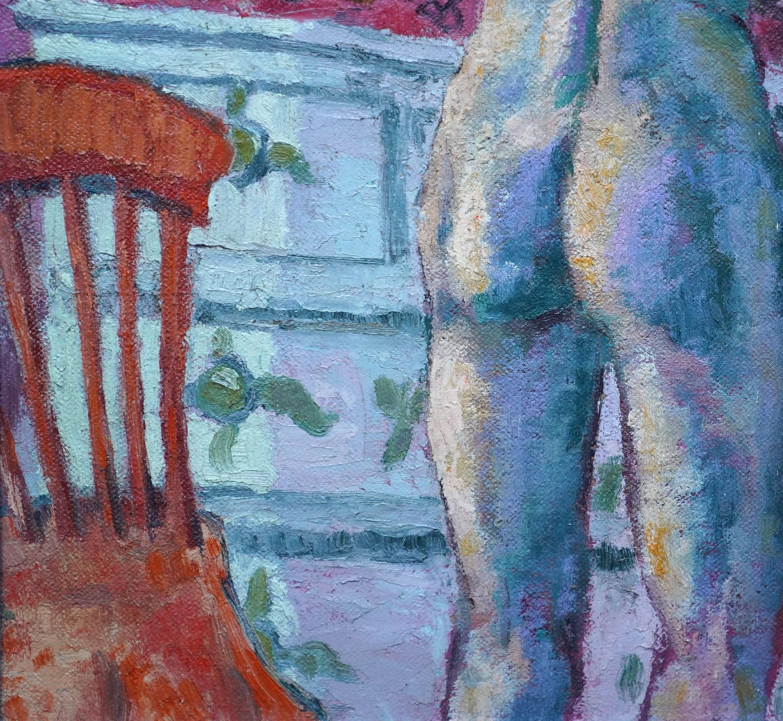 photo furniture Glyn Morganboy Dressing   Welsh Post Impressionist 1949 Art Oil Painting Nude In Interior1949