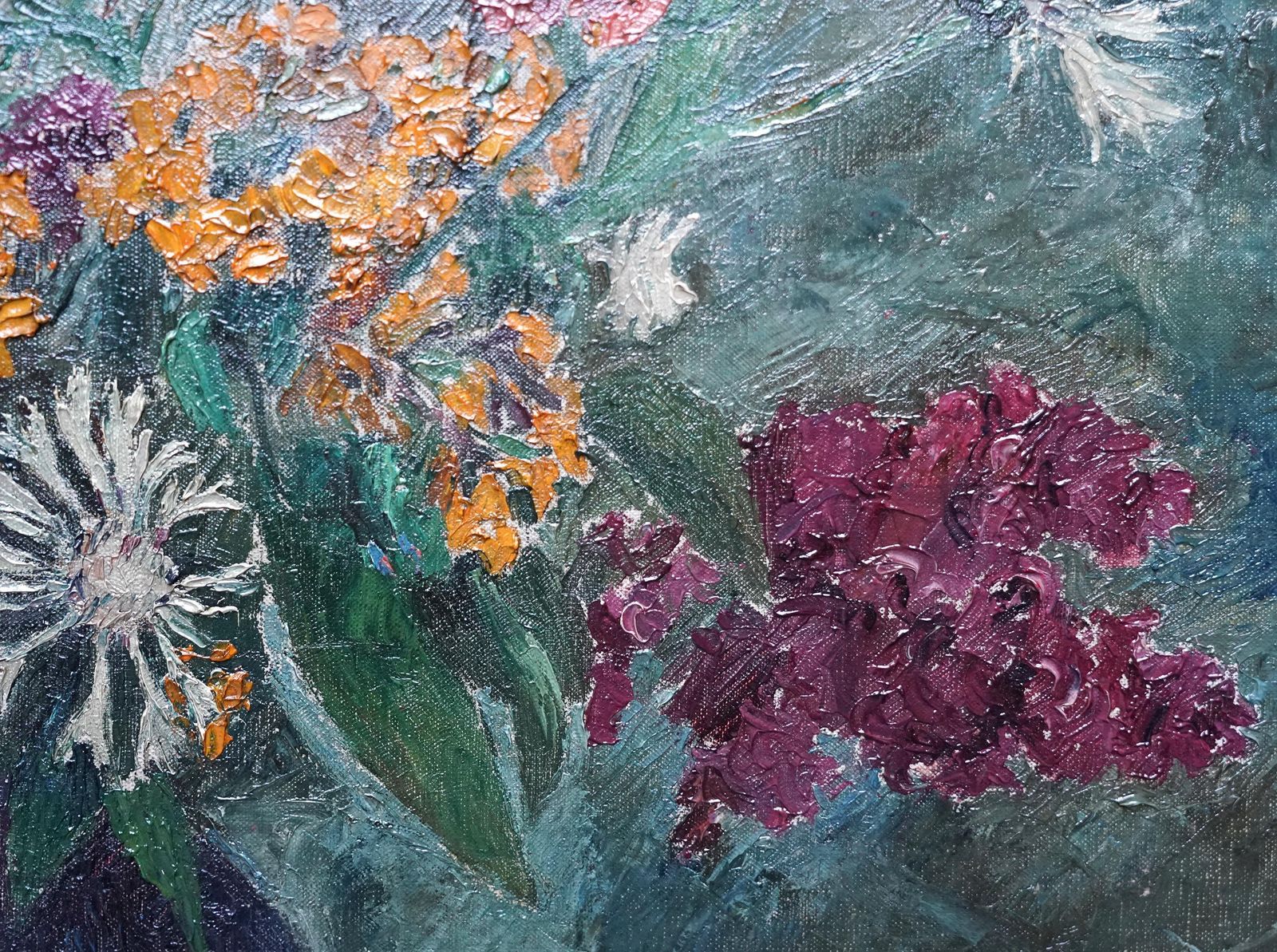 Grace Englishflowers In Blue Vase   British Slade School 30s Floral Still Life Oil Painting1930 photo Art