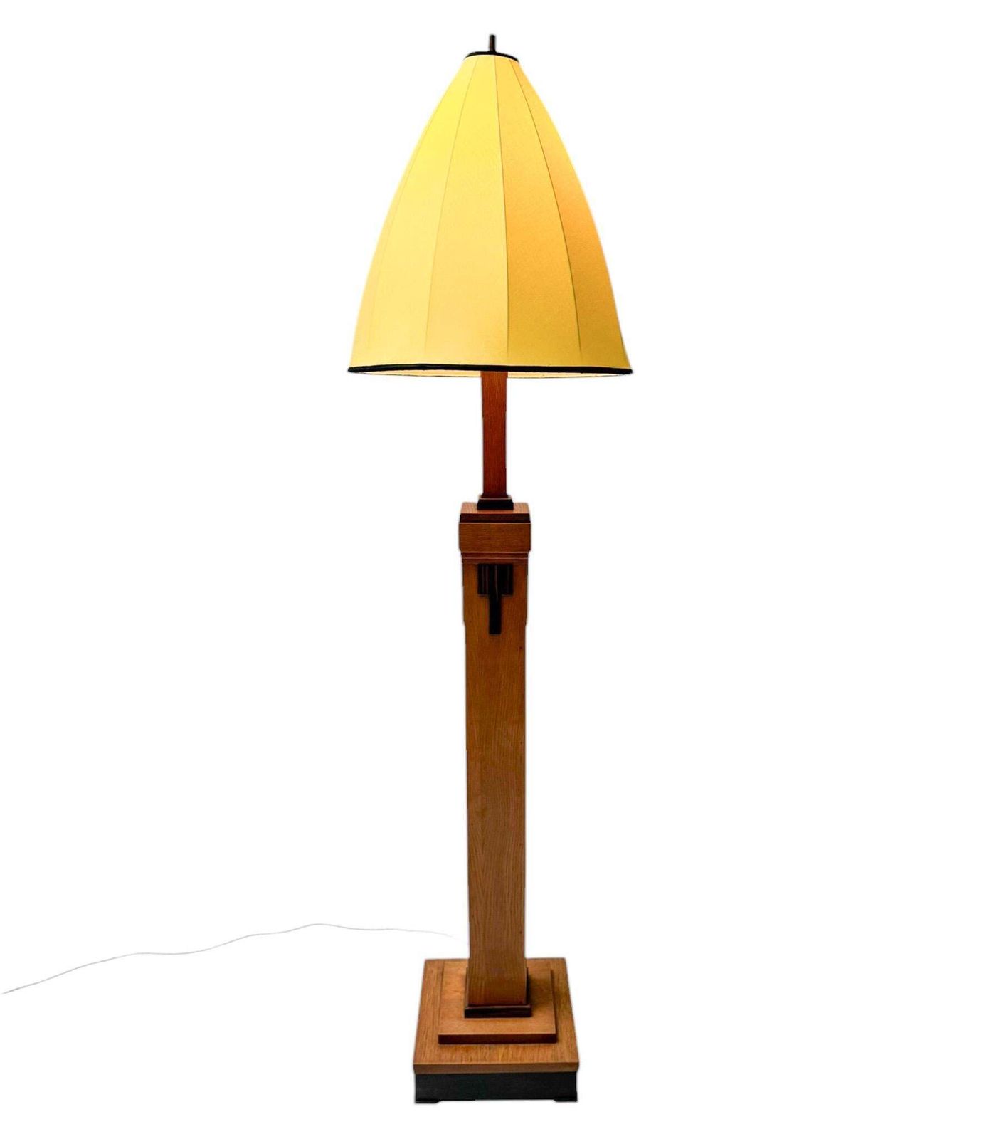 Art Deco Modernist Floor Lamp With Shantung Silk Shade, 1920s photo Lighting