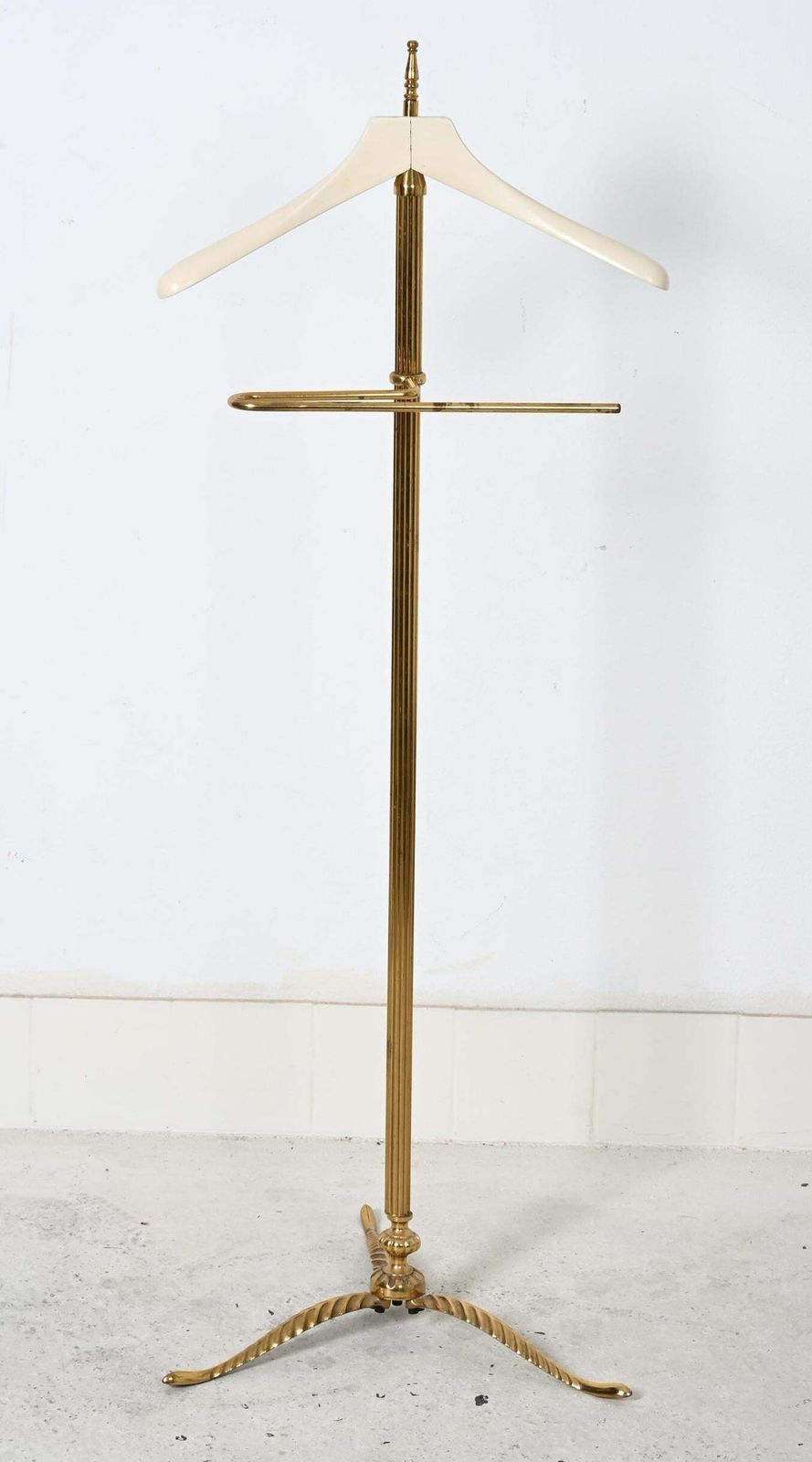 Italian Midcentury Brass Personal Valet With Lacquered Wood Shoulder photo furniture