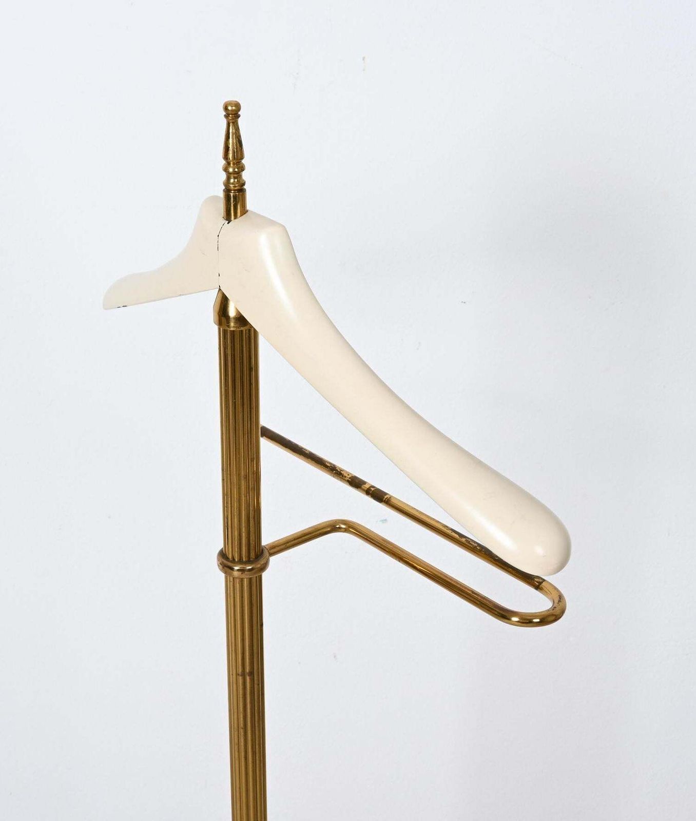 photo furniture Italian Midcentury Brass Personal Valet With Lacquered Wood Shoulder