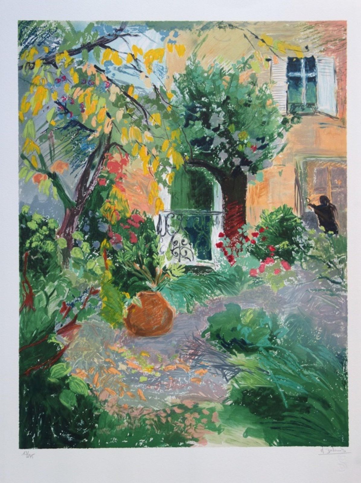 Nancy Delouisthe Provençal Garden In Spring   Original Handsigned Lithograph