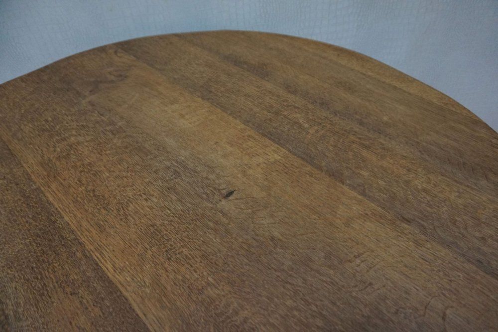 Brutalist Wabi Sabi Handcrafted Round Oak Coffee Table 1960s photo buy