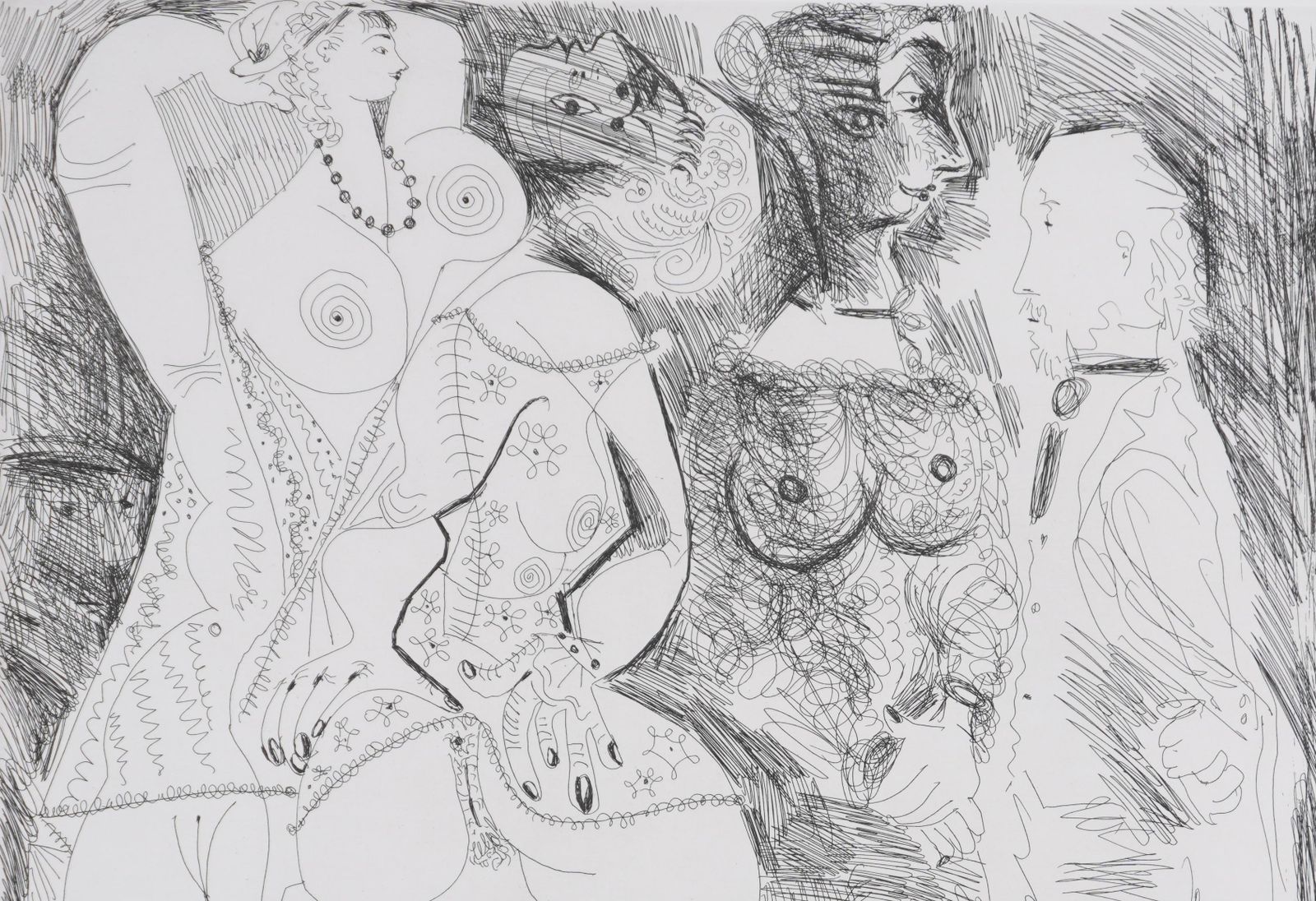 Pablo Picasso The 156, Degas Imagining And Two Girls   Original Etching, Signed (Baer #1971) 1978 photo Art