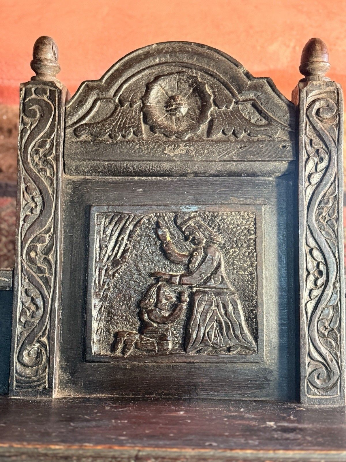 1499.0 Rare Jacobean Antique Oak Hand Carved Folk Art Cabinet Buffet Cupboard 1600's photo