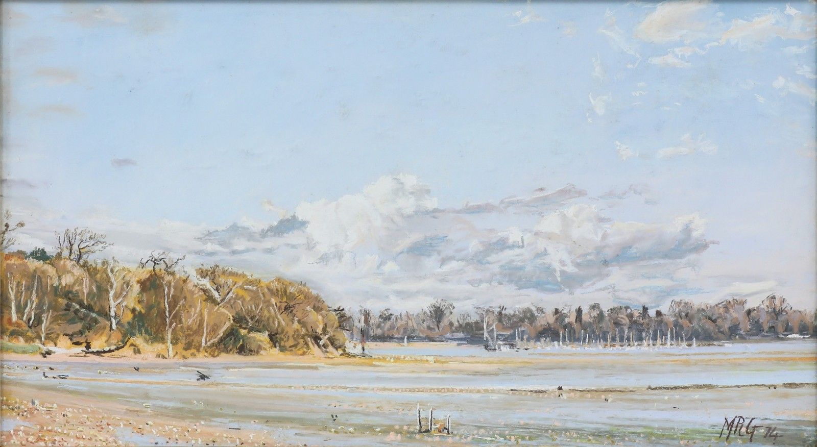 Pastel By Margaret Glass. Titled "Nacton Shores" photo furniture