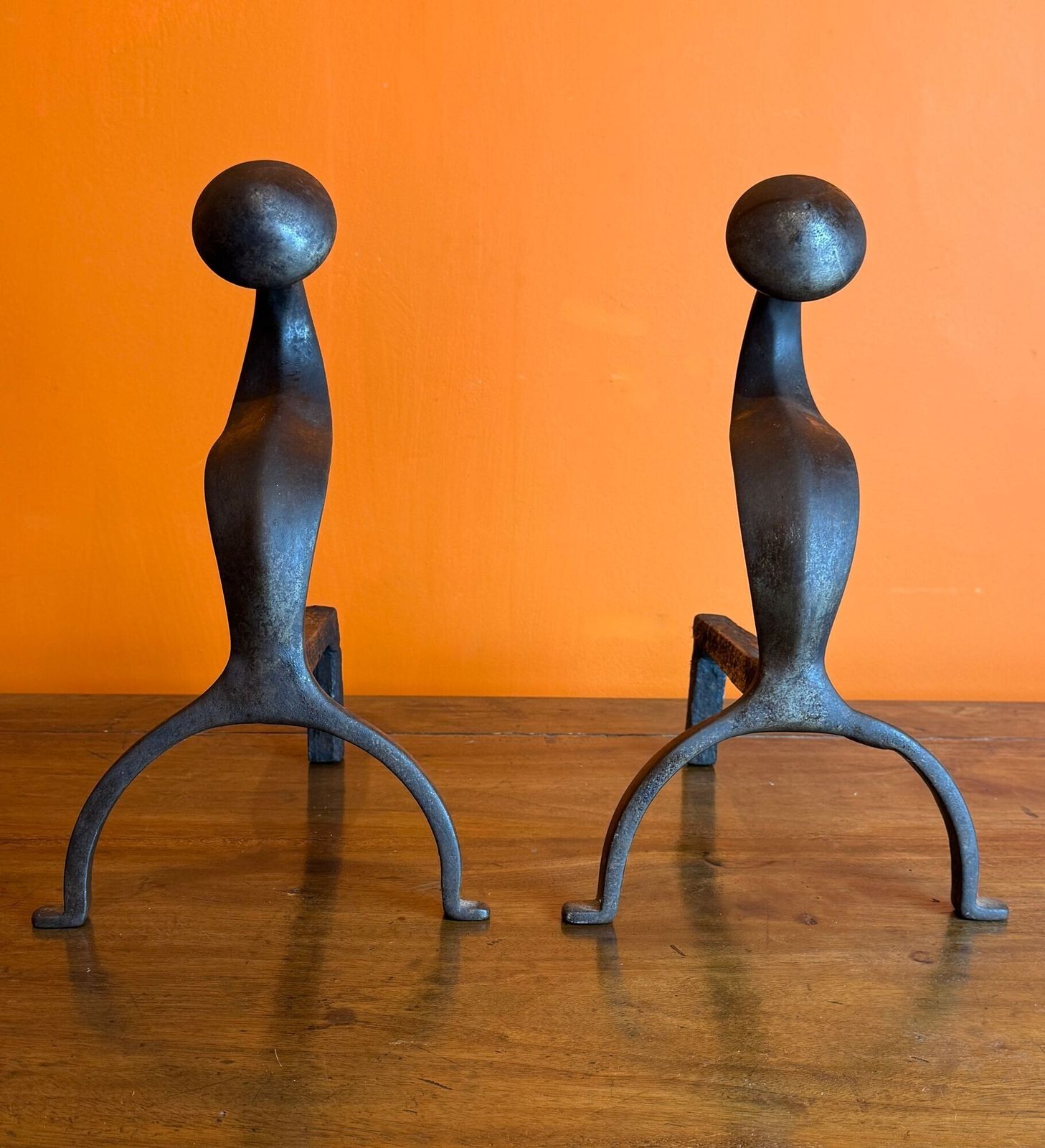 Pair Of Arts & Crafts Wrought Iron Andirons photo Home Fixtures