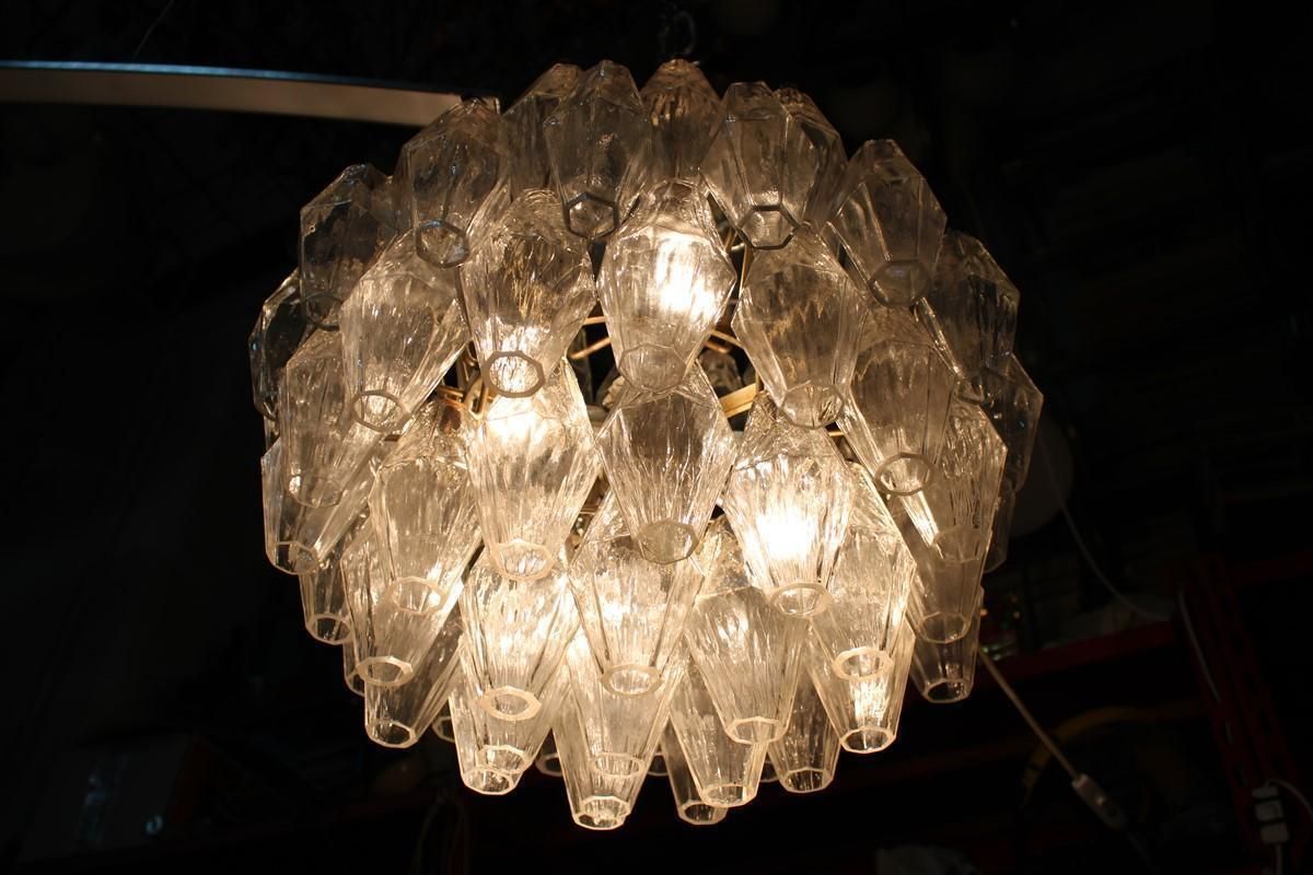 photo buy Round Murano Glass Venini Chandelier Poliedro 1950s Trasparent Italian Design