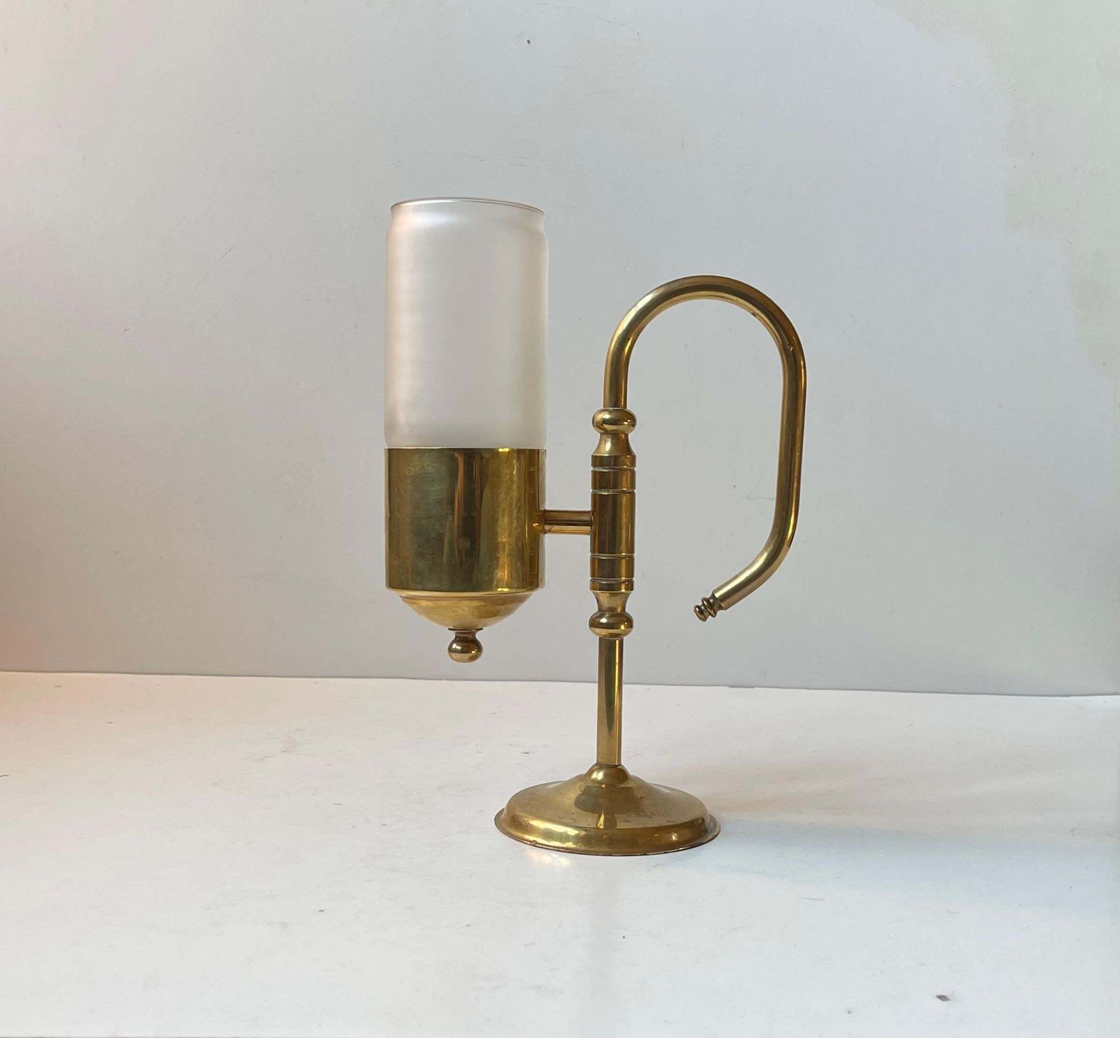 Vintage Maritime Oil Lamp In Brass & Glass By Cawa Denmark photo furniture