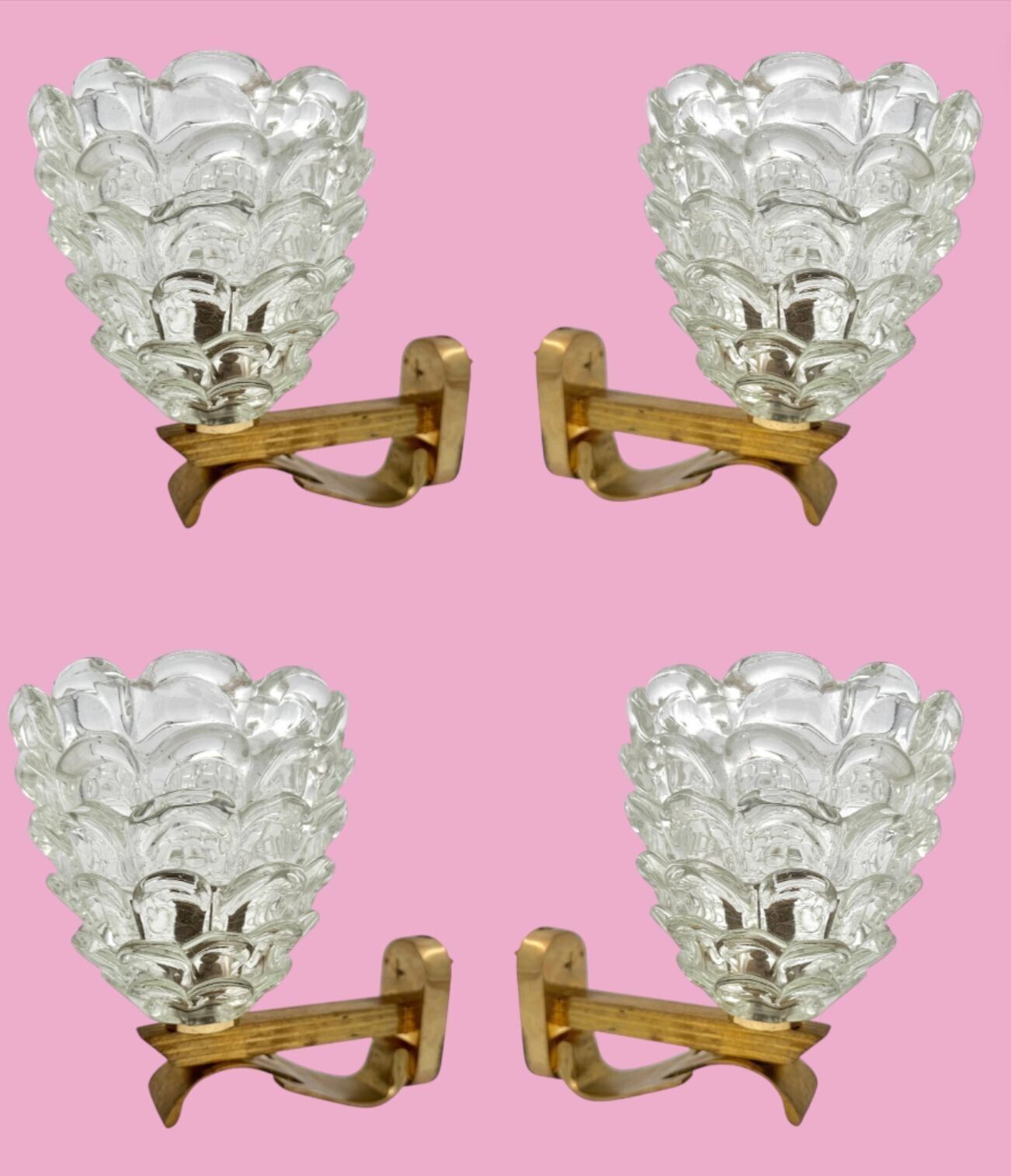 photo furniture Two Pairs Of Art Deco 1940s Barovier And Toso Murano Glass And Brass Wall Sconces
