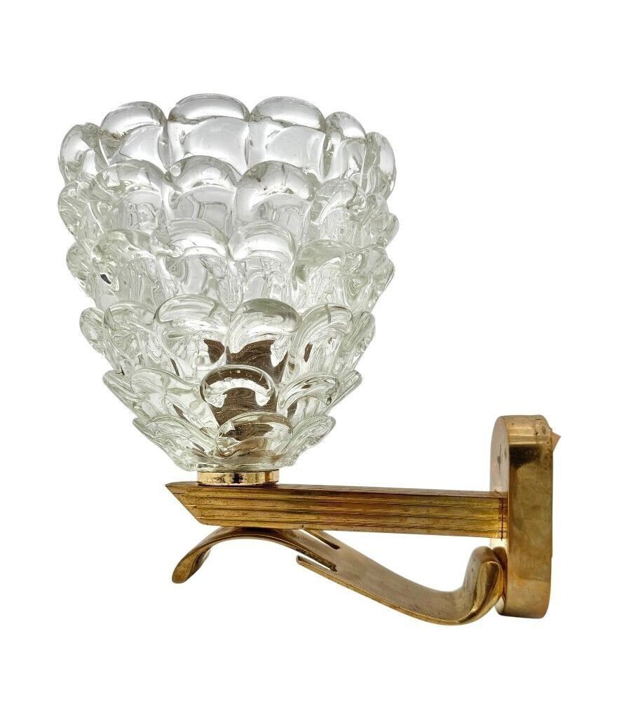 2650.0 Two Pairs Of Art Deco 1940s Barovier And Toso Murano Glass And Brass Wall Sconces photo