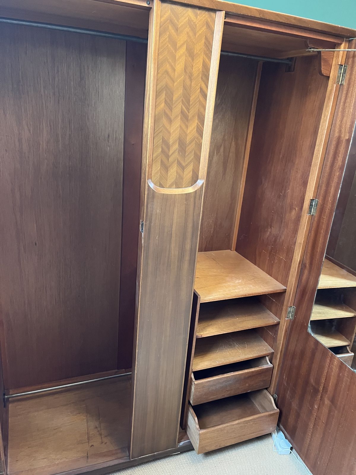 photo vinterior Uniflex Unit Bedroom Furniture: Set Of Two Mid Century Hardwood Wardrobes