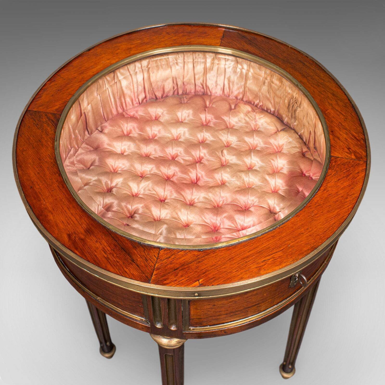 photo furniture Antique Bijouterie Table, French Kingwood, Brass Glazed Vitrine, Victorian, 1870