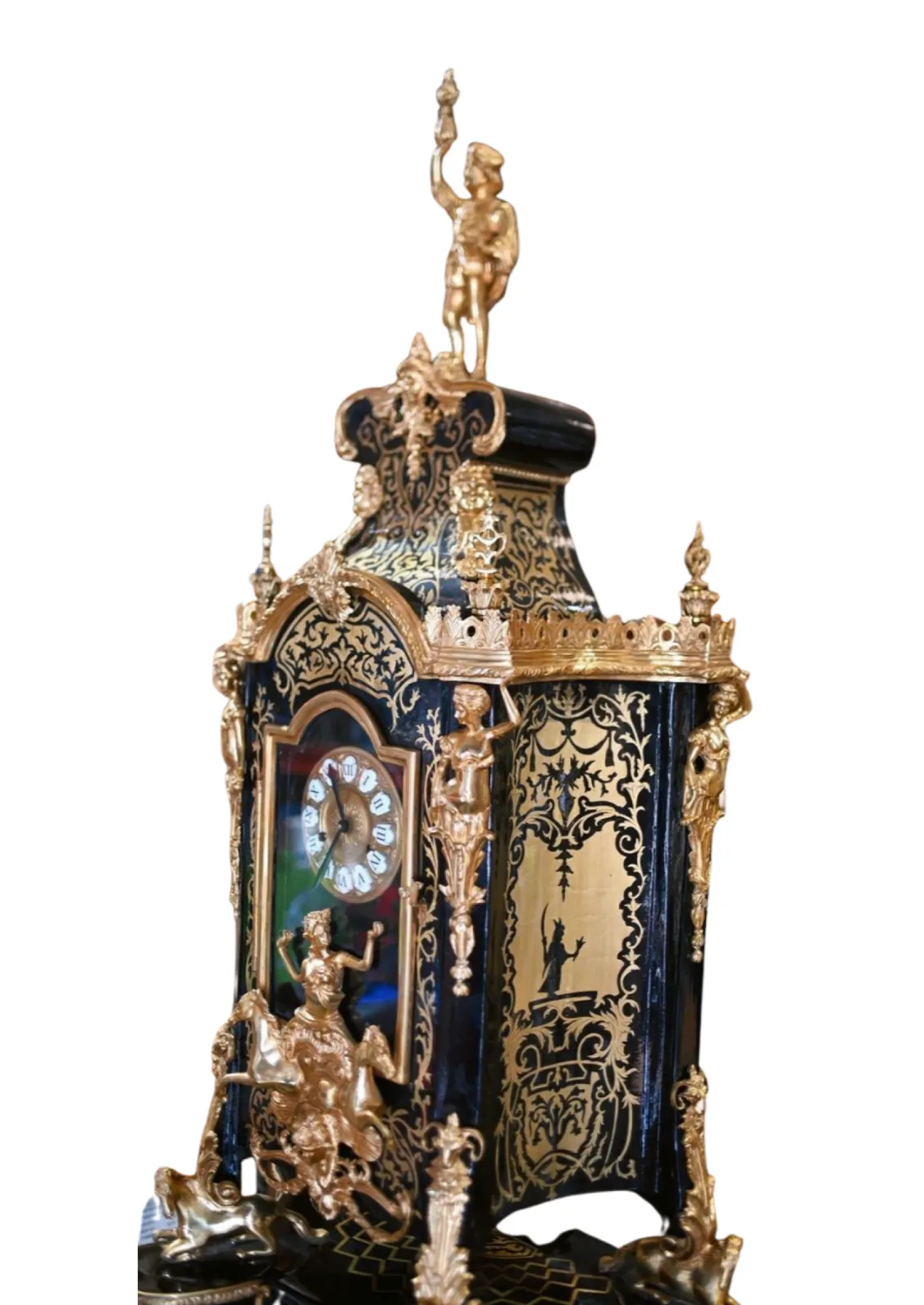French Boulle Clock On Stand Louis XVI Gilt Inlay photo for sale