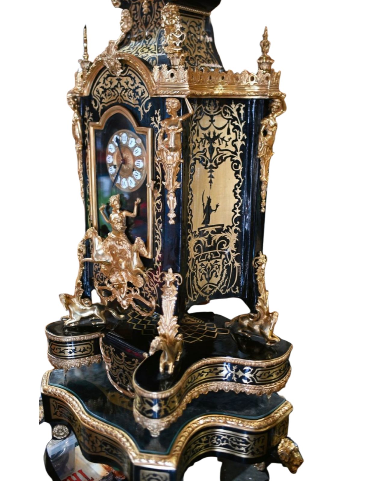 French Boulle Clock On Stand Louis XVI Gilt Inlay photo Home Decor