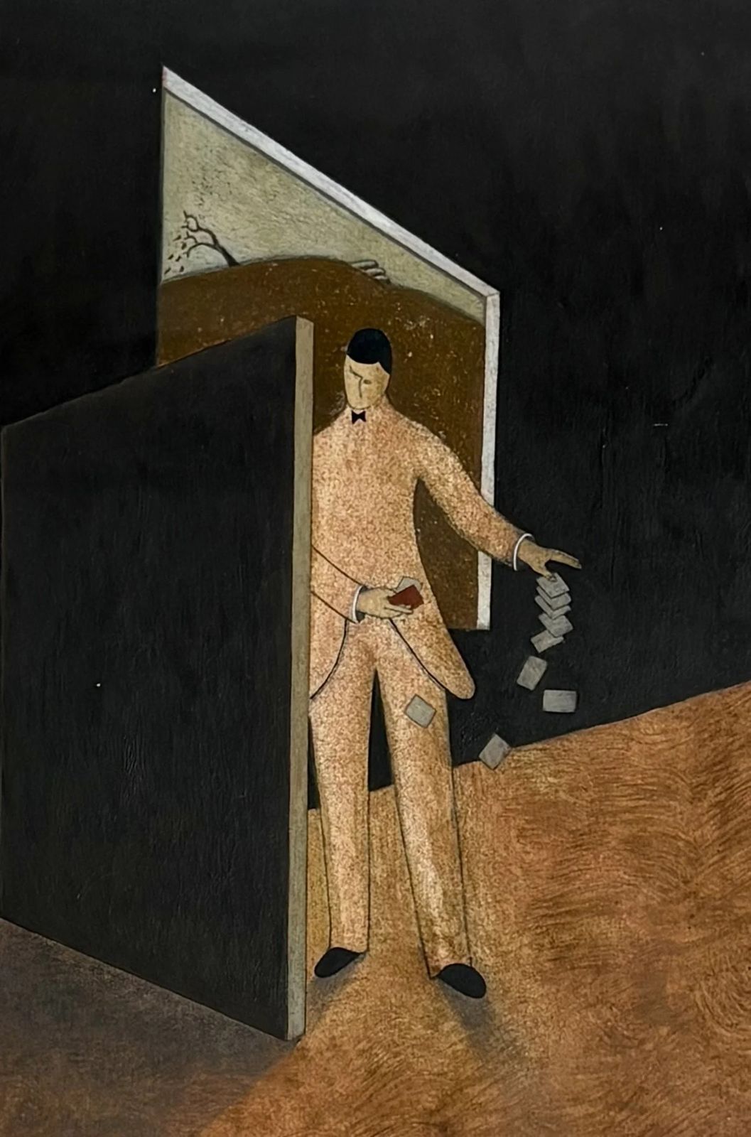 Andrew Lanyon, (British 1947 ) 'The Conjuror', Oil On Board, 1979, 35.5cm X 35.5cm photo for sale