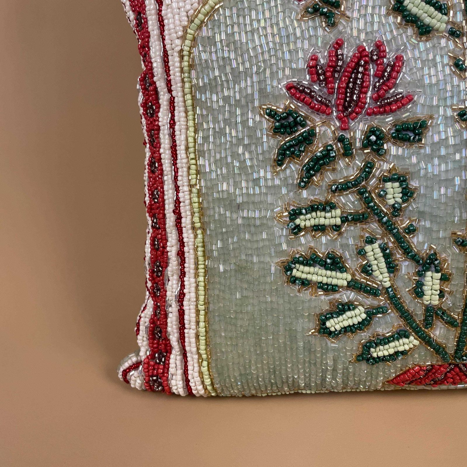 New Beaded Cushion Scatter Pillow Square 35x35 Artistic Accents Stuffed Accent Pattern Bolster Throw Decorative Floral Design White photo 75.0