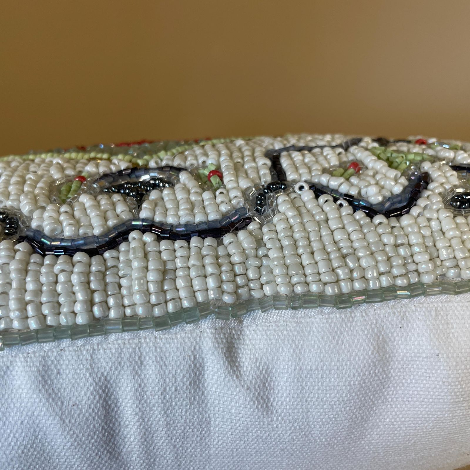 75.0 New Beaded Cushion Scatter Pillow Square 35x35 Artistic Accents Stuffed Accent Pattern Bolster Throw Decorative Floral Design White photo