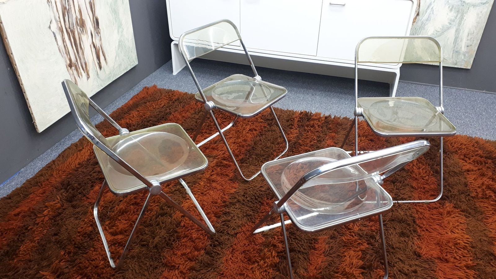 photo for sale Space Age Plia Folding Chairs By Giancarlo Piretti For Castelli, 1960s, Set Of 4