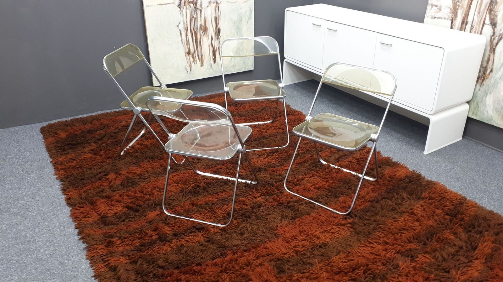 Furniture Space Age Plia Folding Chairs By Giancarlo Piretti For Castelli, 1960s, Set Of 4 photo