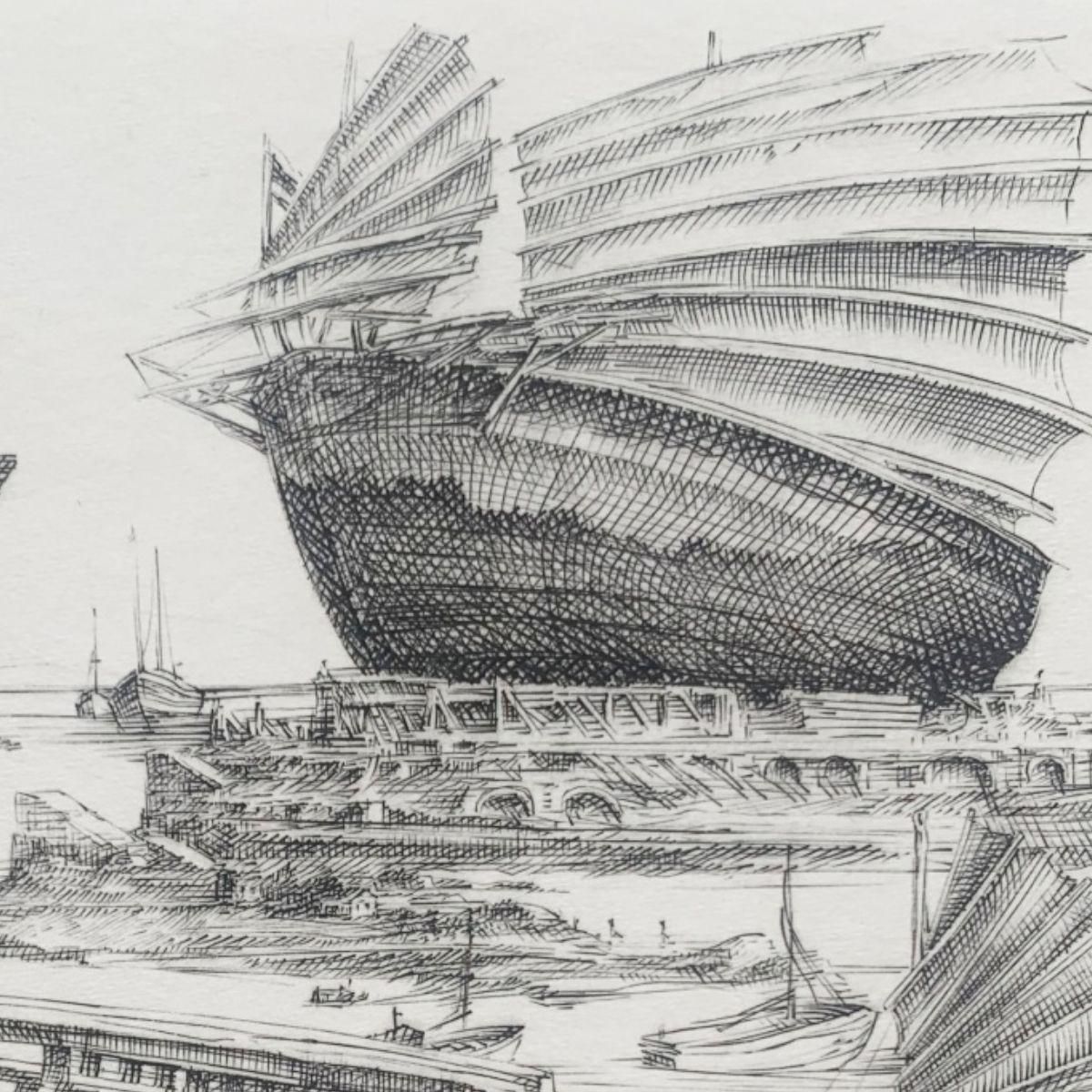 Krzysztof Skorczewski The Theseus's Ship, Figurative Copperplate Print, Mythology, Polish Artist 2021 photo Art