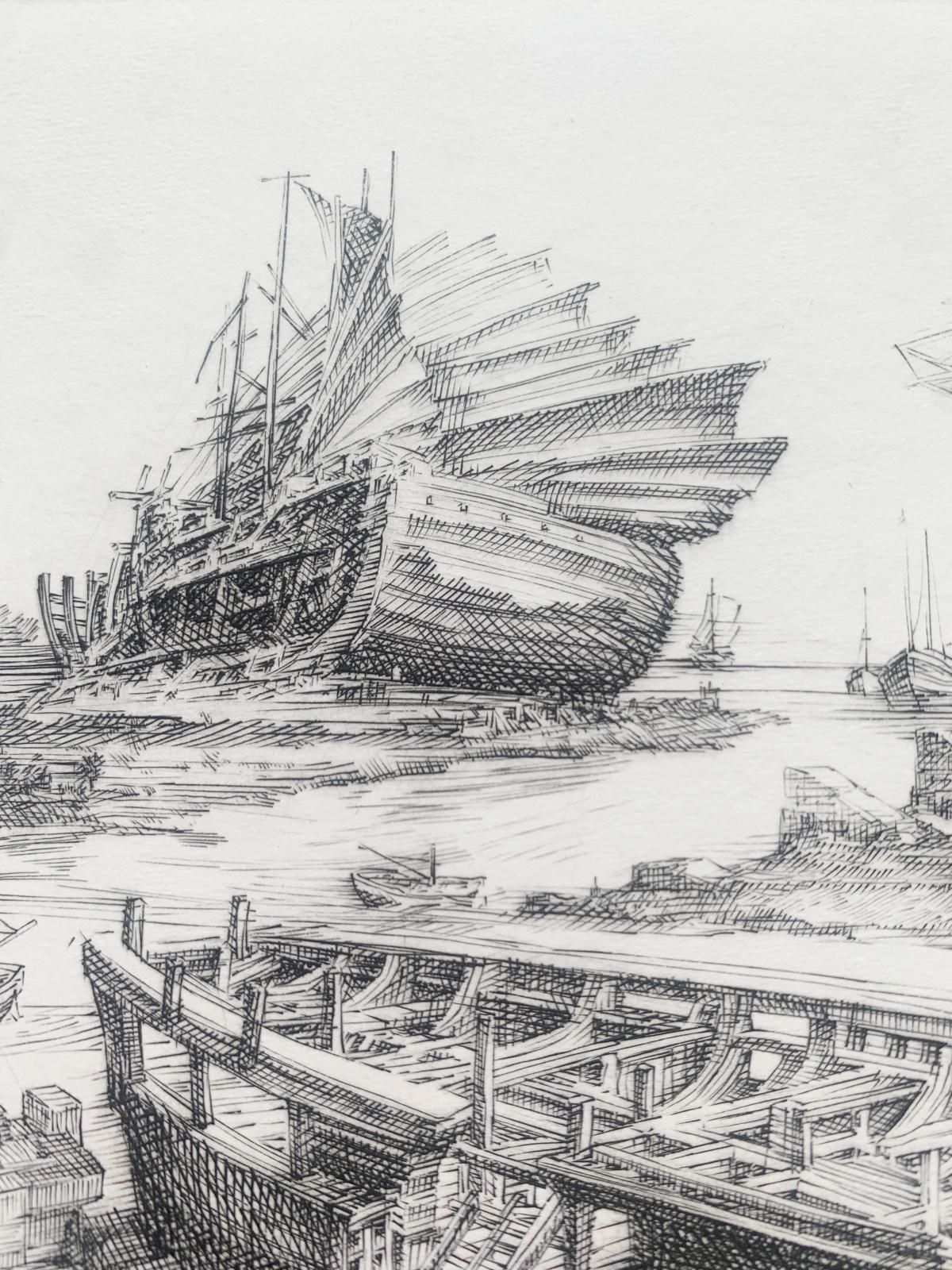 Krzysztof Skorczewski The Theseus's Ship, Figurative Copperplate Print, Mythology, Polish Artist 2021 photo buy