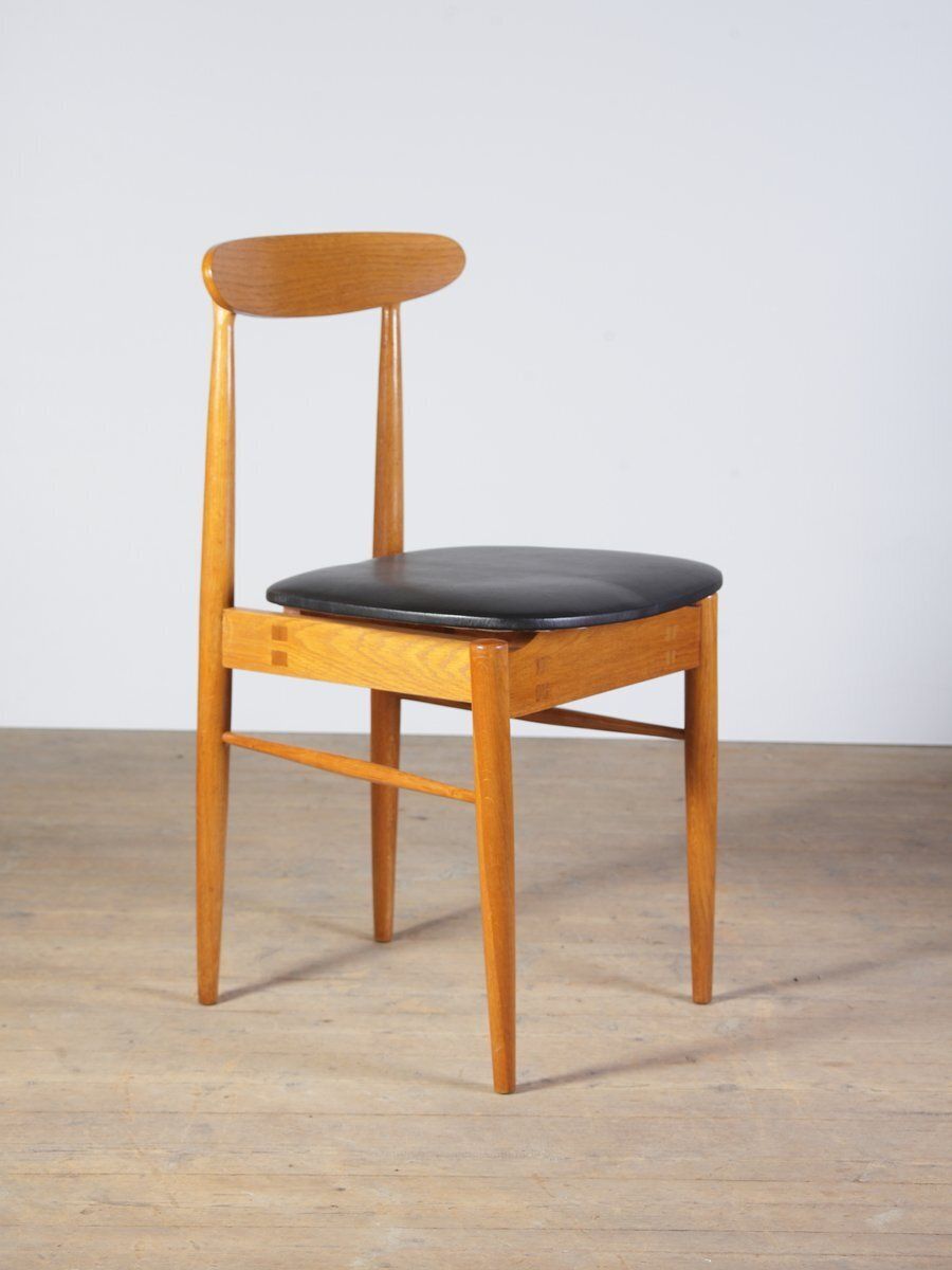 Mid Century Oak And Black Leather Dining Chairs From Uluv, Former Czechoslovakia, 1960s, Set Of 4 photo furniture