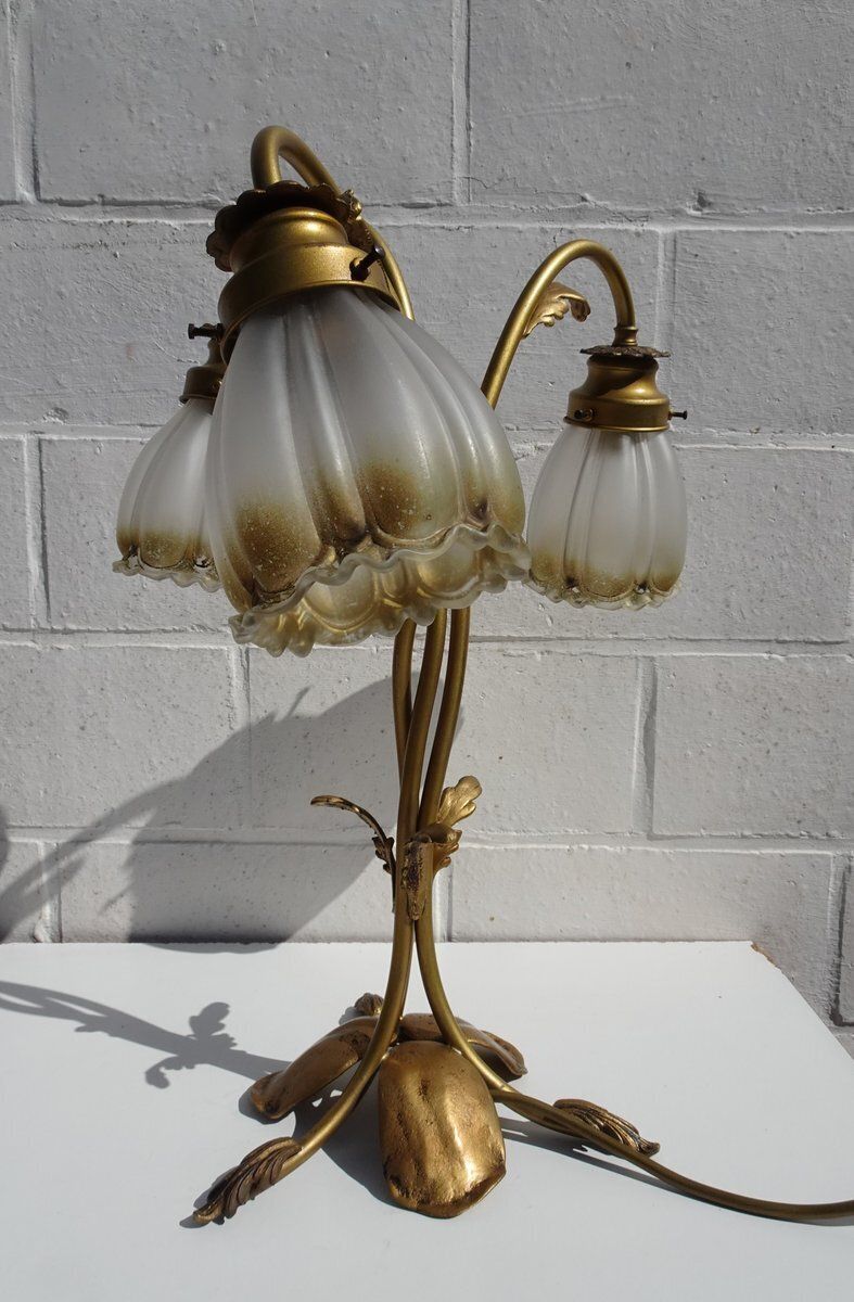 photo vinterior Vintage Art Nouveau Style Table Lamp In Brass