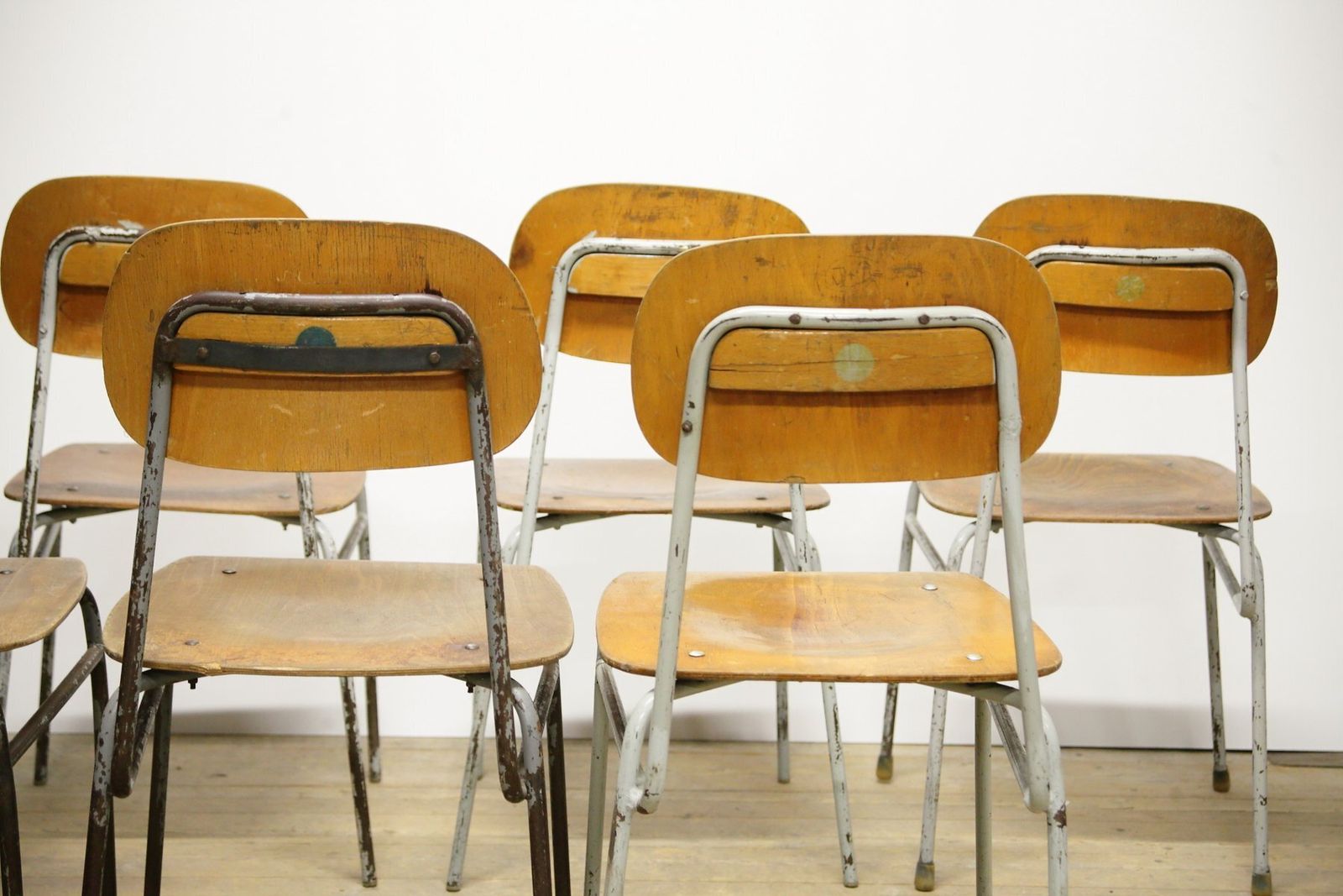 Meubels Vintage Industriële Schoolstoelen, Jaren 1970, Set Van 6 photo