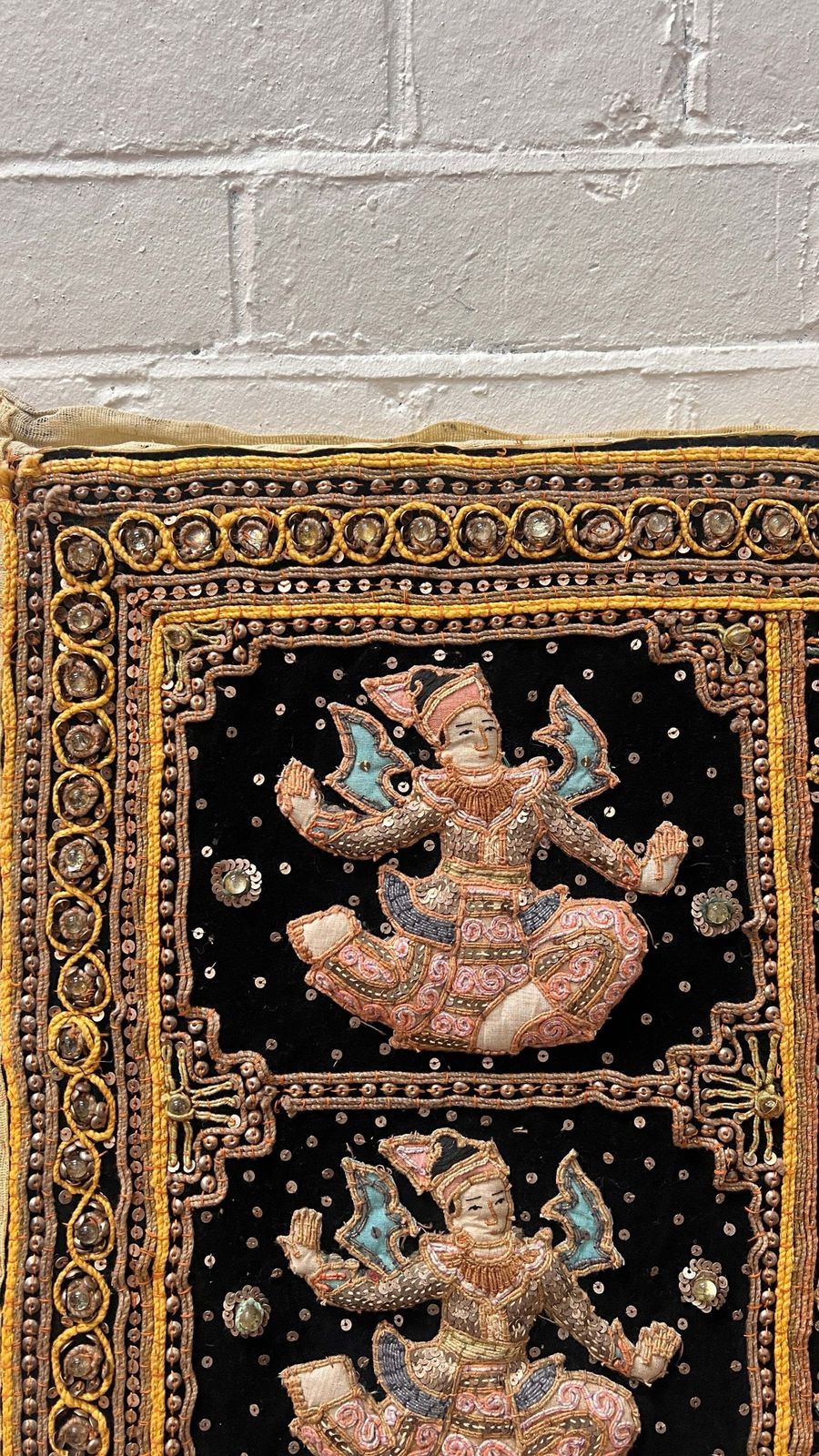 Large Burmese Kalaga Tapestry, 1970s photo furniture