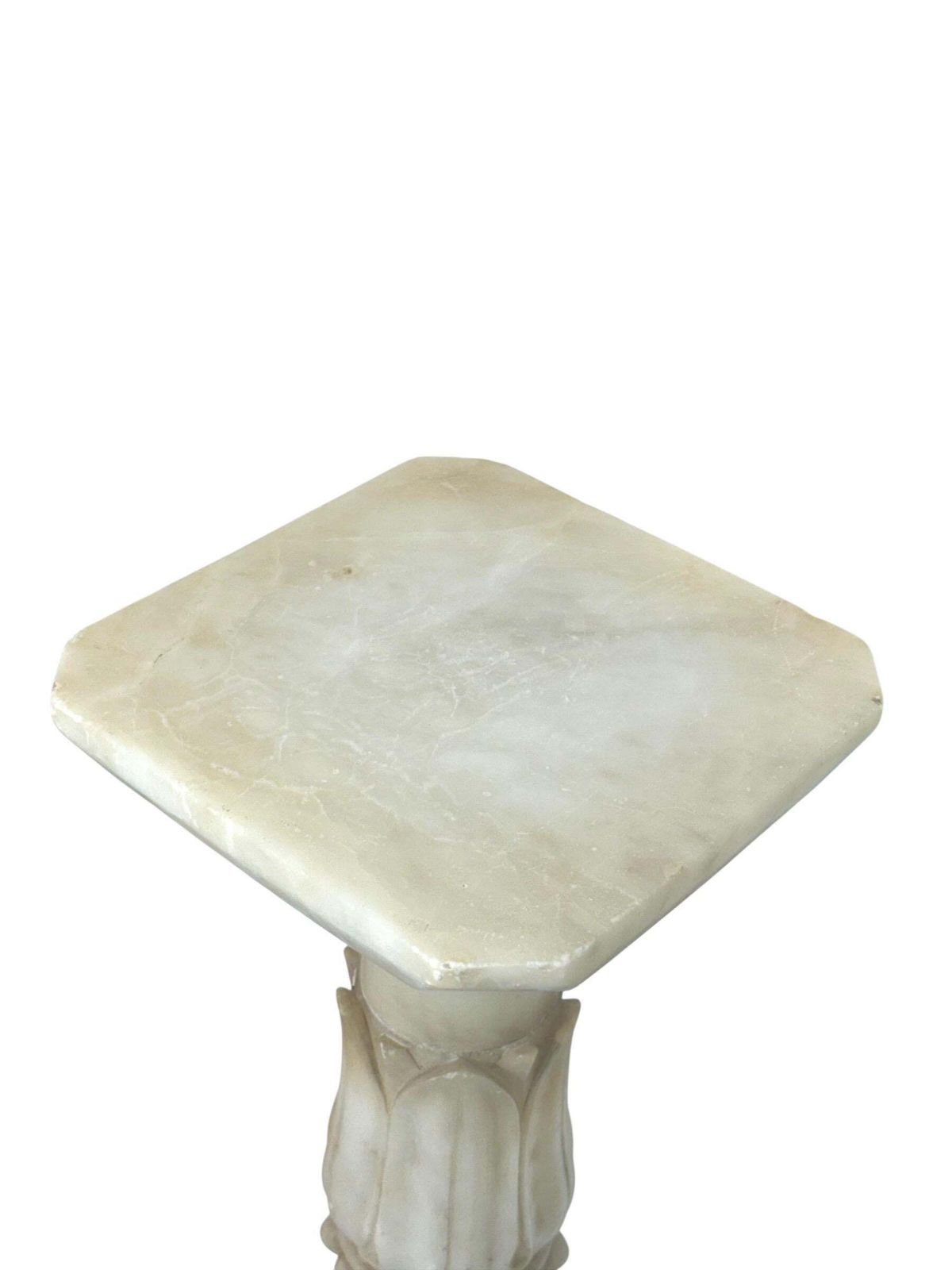 Antique Alabaster Column Pedestal With Carved Motifs photo buy