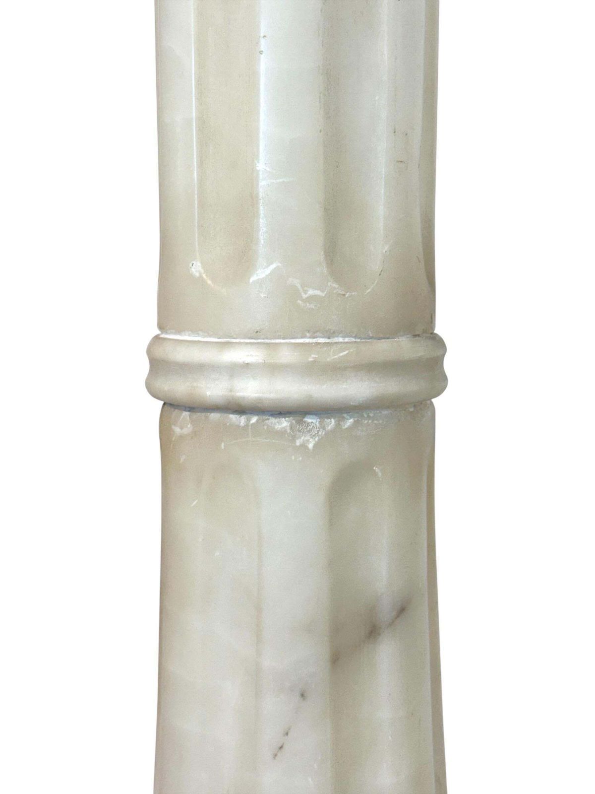 photo for sale Antique Alabaster Column Pedestal With Carved Motifs
