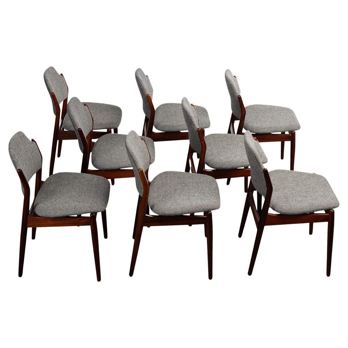 Rosewood No. 62 Dining Chairs Attributed To Arne Vodder For Sibast, 1960s, Set Of 8