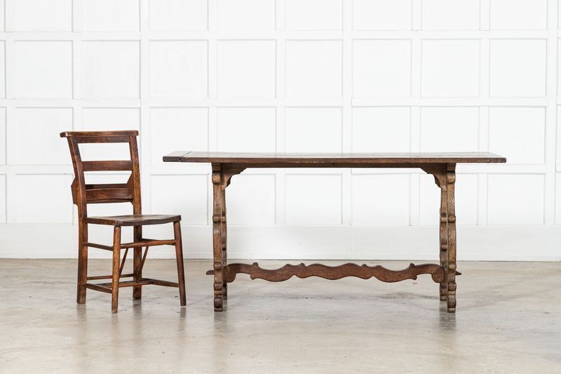 19thc Spanish Oak Trestle Table photo 4313.0
